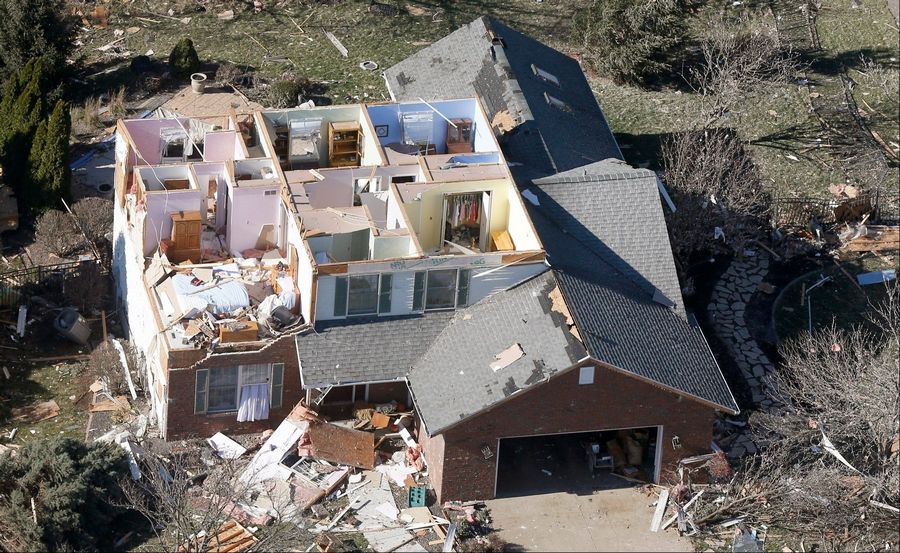 Storm damged home